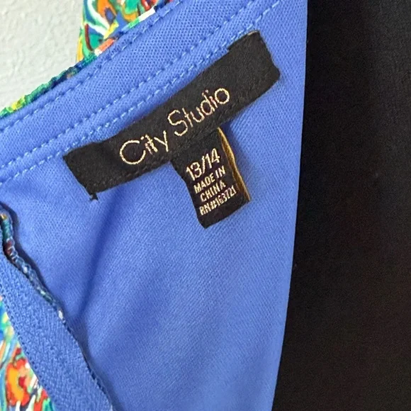 Juniors City Studio Blue Floral Mini Dress - Picture 5 of 5